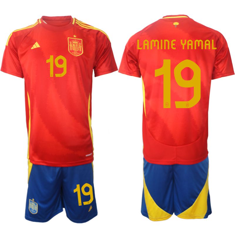 Men 2024-2025 Season Spain home red #19 Soccer Jersey